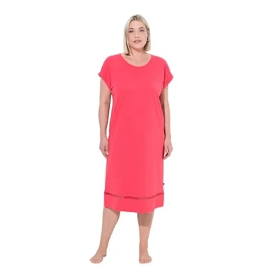 Afbeelding van Ulla Popken Openwork Detail CAP Sleeve Nachtjapon, Dames, Maat: 46/48, Pink