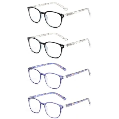 Afbeelding van JM Leesbril Set van 4 Kwaliteit Veerscharnier Lezers Heren Dames Brillen om te Lezen +2.5 2 Stuks Grijs en Blauw