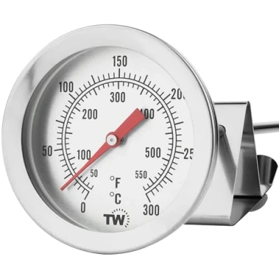 Afbeelding van Oliethermometer voor frituren, 150 mm, roestvrij staal, met handige panclip, ideaal het koken van olie, frituren vertrouwen