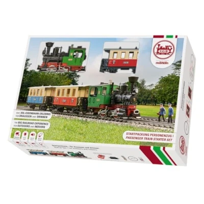 Afbeelding van LGB 70307 L70307 tuinbaan, starterset, reistrein, modelspoorbaan, met locomotief en twee wagons, spoorweg G, 85 x 12 16 cm