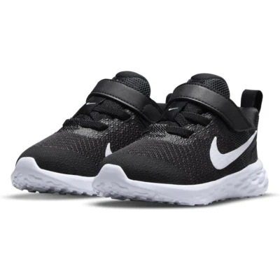 Afbeelding van NIKE Performance Revolution 6 (TDV) Hardloopschoenen neutraal voor kinderen, Maat: 25, Black/white/dark smoke grey Textiel/ synthetisch