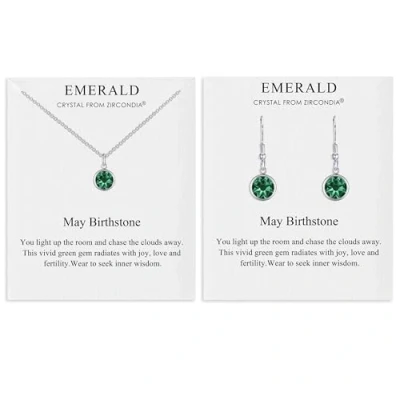 Afbeelding van Philip Jones Mei (Emerald) geboortesteen ketting &amp; oorbellen set gemaakt met zirkondia® kristallen, kristal, Zirkonia