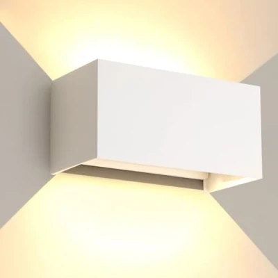 Afbeelding van 25 W led wandlamp voor buiten en binnen, IP65, waterdicht, modern, aluminium, wit, 3000 K, warmwit, buitenlamp, wandlamp, verstelbare stralingshoek