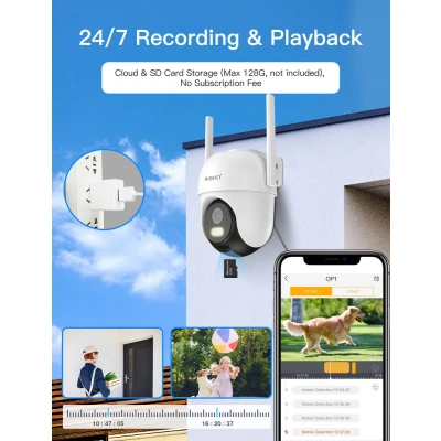 Afbeelding van Laxihub OP1 Beveiligingscamera Voor Buiten 4MP Beweegbaar Dual Band Wifi Draadloos Full360 bewaking Geen Blinde Vlekken Maandelijkse Kosten HD Besturing via App Waterdicht Onvif Met Microfoon &amp; Speaker