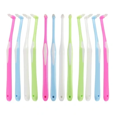 Afbeelding van SYEYCW 12 stuks enkele getufte tandenborstel, orthodontische tandenborstels, interspace zachte tandenborstel voor detailreiniging en beugels,