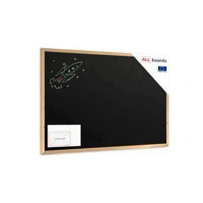 Afbeelding van ALLboards Zwart krijtbord 90 x 60 cm met eco houten frame, afwisbare borden voor restaurant, wandbord, krijtbord, menubord, bord, wandbord