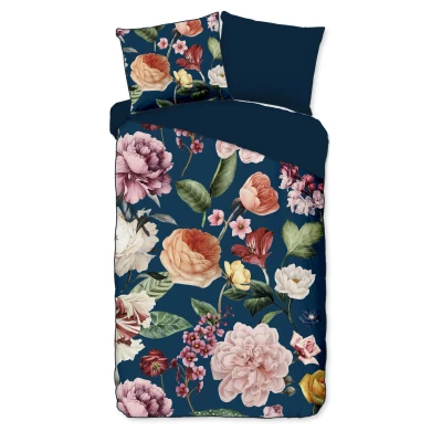 Afbeelding van Dekbedovertrek Descanso Fiori Blue Satijn 140 x 200 / 220 cm 1 Persoons