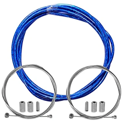 Afbeelding van cyclingcolors fietsremmantel met kabeleindkappen kit voor achter compatibel Shimano Sram cyclus stad weg mountainbike inzetstuk performance kabel (laserblauw)