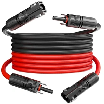 Afbeelding van HB DIGITAL 40 m zonnekabel 6 mm² met zonnestekker en zonneklep voor zonnepanelen, puur koper, verlengkabel, zonnepaneel, strengkabel, enkele ader, flexibel, tweelaagse isolatie, rood + zwart
