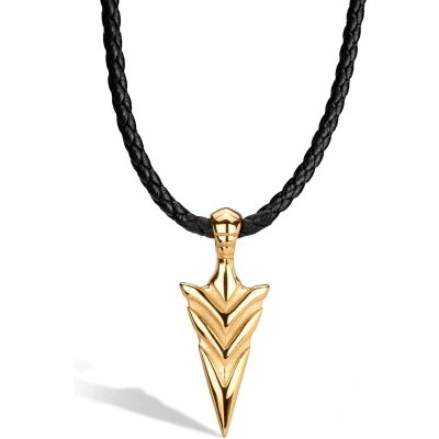 Afbeelding van SERASAR Lederen Halsband Man [Arrow] Goud 60cm Huwelijksgeschenken voor Mannen