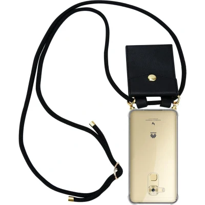 Afbeelding van Cadorabo Hoesje geschikt voor Huawei NOVA PLUS in ZWART Silicone Mobiele telefoon ketting beschermhoes met gouden ringen, koordriem en afneembare etui