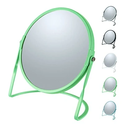 Afbeelding van Make up spiegel Cannes 5x zoom metaal 18 x 20 cm salie groen dubbelzijdig