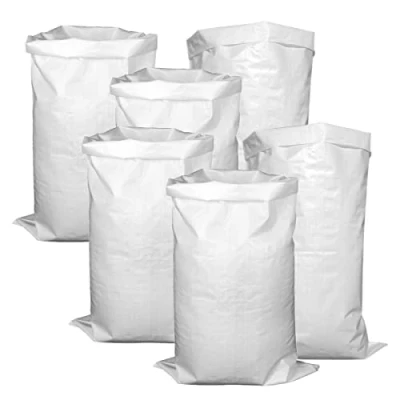 Afbeelding van PP stofzakken, zandzak, bescherming tegen overwater, 15 stuks silozakken, bouwafvalzakken, hoogwater, graanzak voor bouwafval, plantaardig afval, bladeren, 60 x 100 cm