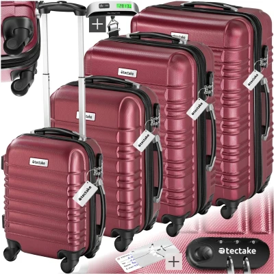 Afbeelding van tectake kofferset 4 delig , ABS hardshell, kleur rood 402026