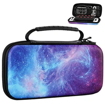 Afbeelding van MoKo draagtas voor Nintendo Switch OLED model/Nintendo Switch, draagbare met harde schaal en 10 spelkaartsleuven, compatibel console accessoires, prachtige sterrenhemel
