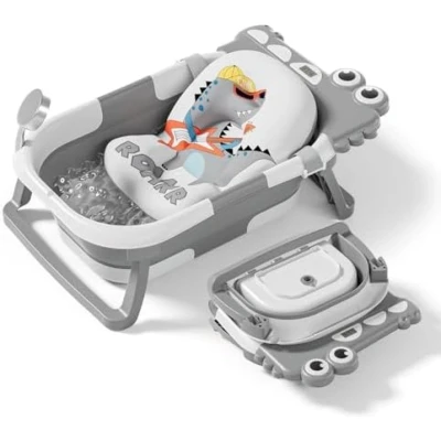 Afbeelding van Opvouwbaar Babybadje Met Badkussen En Ingebouwde Thermometer Gratis Badstandaard Ideaal Geboortecadeau Voor Meisjes Of Jongens Meteen Vanaf De Geboorte