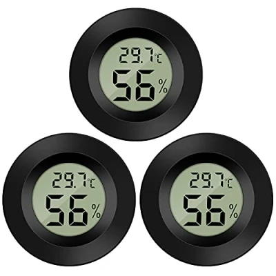 Afbeelding van Thlevel Digitale minithermometer en hygrometer met lcd scherm, 3 stuks, meet temperatuur luchtvochtigheid, voor koelkast, aquarium, 50C +70C (3 stuks B)