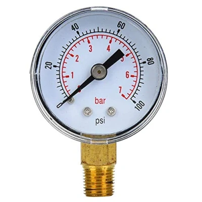 Afbeelding van Mechanische Drukmeter, 1/8&quot; BSPT Manometer voor Luchtolie en Water (0 100psi, 0 7bar)