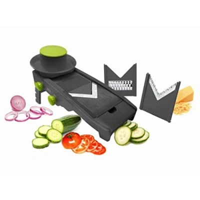 Afbeelding van NERTHUS FIH 321 Mandoline gesneden in V, PP, ABS, S, siliconen en pom, grijs groen, 34 x 12 15 cm, 4 stuks, stuks
