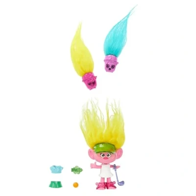 Afbeelding van Mattel DreamWorks Trolls Band Together Haarploppers Viva, kleine pop met kleding die aan en uit kan, 3 verrassende accessoires HNF11