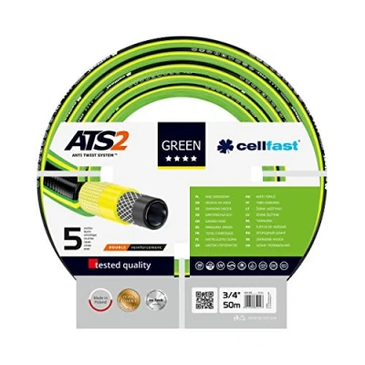 Afbeelding van Cellfast GREEN ATS2™ tuinslang, flexibel, 5 lagig, dubbel tricot gekruist gevlochten, duurzaam, 3/4&quot;, 50m, 15 121