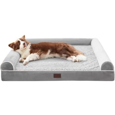 Afbeelding van WESTERN HOME Orthopedische hondenbedden voor grote en extra honden zachte hondenbank met afneembare wasbare hoes grijs, 71 x 58 7,5 cm