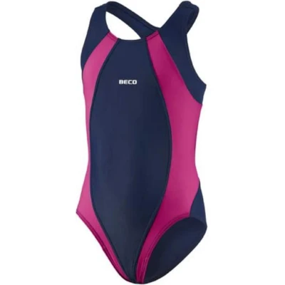 Afbeelding van Beco Badpak Meisjes Polyamide/elastaan Marineblauw/roze Mt 176