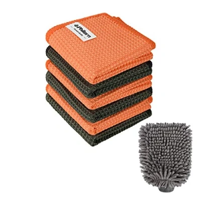 Afbeelding van Philorn Autodroogdoek, 6 + 1 stuks, krasvrij, reinigingsset, droogdoeken voor de auto, grote microvezeldoek, extreem zacht en absorberend, multifunctionele reinigingscombinatie motorfiets auto