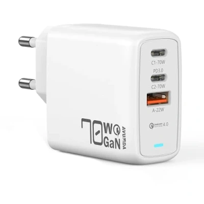 Afbeelding van AVUMDA snellader USB C 70 W 3 poorten voor MacBook Air Pro iPad Pro, iPhone 15/1413/Pro, Dell XPS, Google Pixel, Samsung Galaxy S23/S22/S21, Steam Deck enz