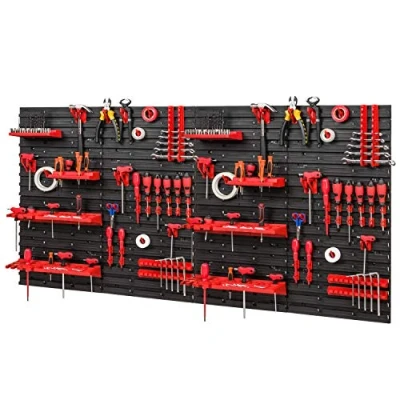 Afbeelding van Gereedschapswand 1544 x 780 mm, set 76 gereedschapshouders met gatenwand, opslagsysteem, wandrek, werkplaatsplank