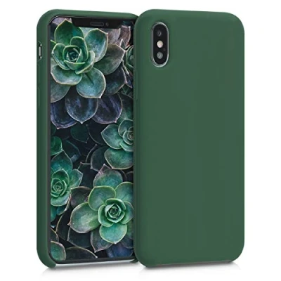 Afbeelding van kwmobile telefoonhoesje geschikt voor Apple iPhone XS Hoesje met siliconen coating Smartphone case in donkergroen