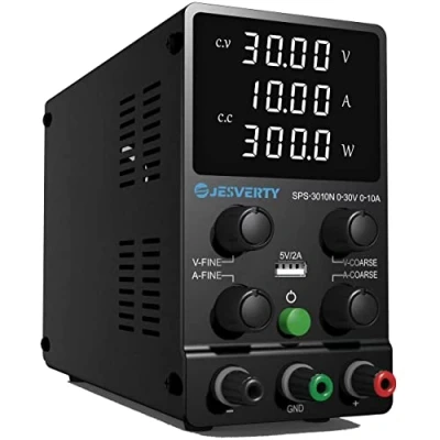 Afbeelding van Laboratoriumvoeding 0 30V / 10A Variabele DC desktopvoeding 4 cijferig LED display，5V/2A USB poort, grof en fijnafstellingen Jesverty SPS 3010N