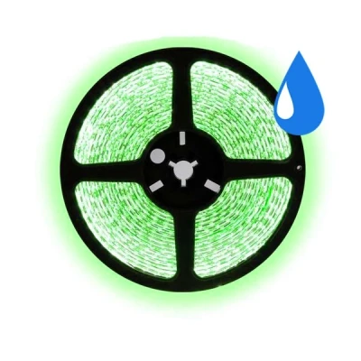 Afbeelding van 5 meter groen led strip waterproof IP65 30Leds/m 12V
