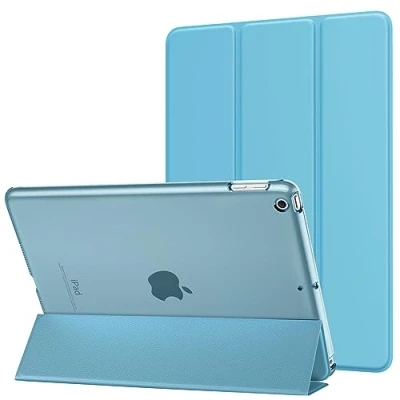 Afbeelding van MoKo Case Fit 2018/2017 iPad 9.7 5th/6th Generation, Slim Lightweight Smart Shell Stand Cover with Translucent Frosted Back Protector 2018/2017, Auto Wake/Sleep, Misty Blue