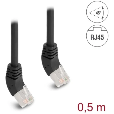 Afbeelding van Delock RJ45 Netzwerkkabel Cat.6A S/FTP 45 nach oben gewinkelt 0,5 m sc
