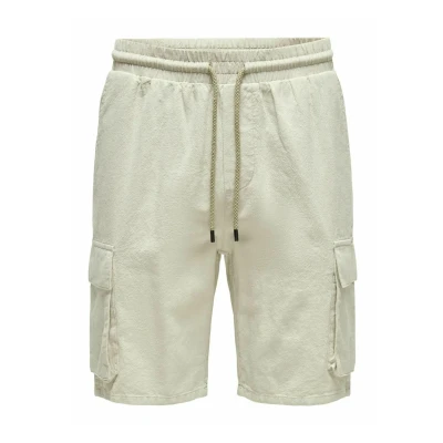 Afbeelding van Only &amp; Sons Treillis Shorts, Heren, Maat: Medium, Silver lining