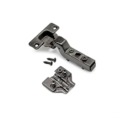Afbeelding van Emuca Kit Inlegscharnier X91 met zachte sluiting en montageplaat Euro, Opening van 105, Titanium, Staal, 20 st.