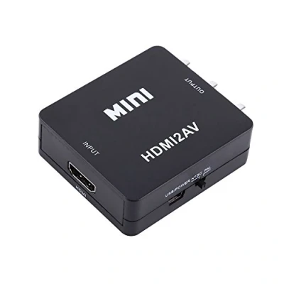 Afbeelding van HDMI naar RCA en CVBS Adapter Converter, 1080p Composite Video Audio Ondersteuning PAL/NTSC, Mini AV Signaal converter(Zwart)
