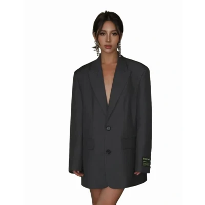 Afbeelding van Dames Oversized Blazer Mode Colbert Kostuumjas Jasje Suit Grijs
