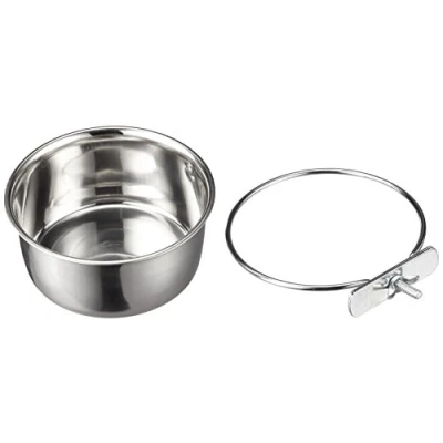 Afbeelding van Kerbl Roestvrij stalen beker met houder/schroefbevestiging, 600 ml/12 cm