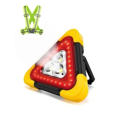 Afbeelding van LED Waarschuwingslicht Driehoek, Driehoek Reflector, Veiligheidsdriehoek van 30 W, Draagbaar Noodlicht met Handvat, Hoge Zichtbaarheid, Waterdicht, 3 Standen, Inclusief Reflecterende Strips.