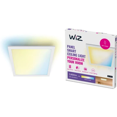Afbeelding van WiZ Plafondlamp Panel Vierkant Wit Slimme LED Verlichting Warm tot Koelwit Licht Geïntegreerd 36W