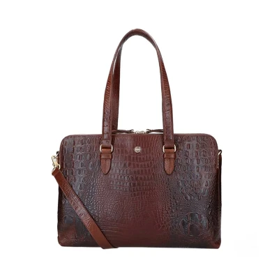 Afbeelding van FMME. Charlotte 13.3 Workingbag 3 Pockets Croco brown Laptoptas