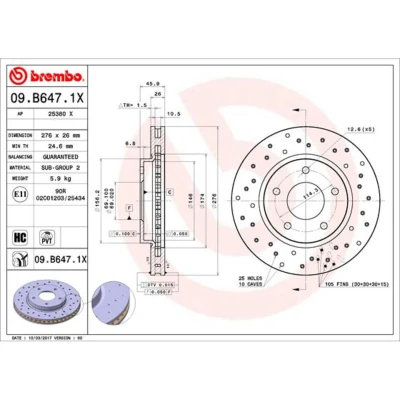 Afbeelding van Brembo Remschijf 09.B647.1X