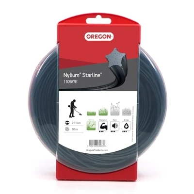 Afbeelding van Oregon Nylium Stervormig Maaidraad voor Grastrimmers en Bosmaaiers, Vijf Snijkanten Schone Afwerking, Hoogwaardig Heavy Duty Nylon, Past Op Benzine Grastrimmers, 2,7mm 70m (‎110987E)