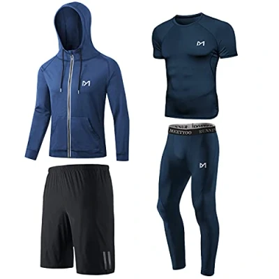 Afbeelding van MEETYOO Compressieshirt voor heren, sportlegging, hardloopbroek, functioneel shirt compressiebroek, functionele kleding hardlopen, sportschool en fitness
