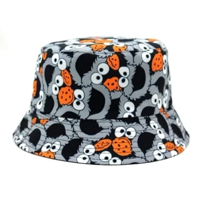 Afbeelding van KGM Cool Cartoon gezicht Print Festival Holiday Sun Bucket Hoed…, Grijs, One size