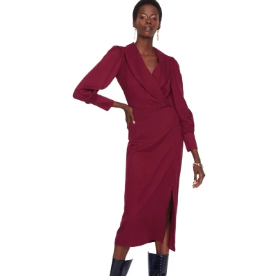 Afbeelding van Trendyol Fuchsia Double Breasted Slit Gedetailleerde Midi Geweven Jurk Twoaw21El0230