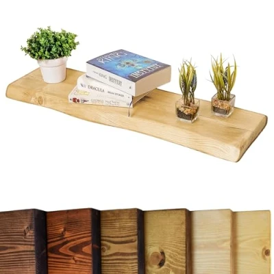 Afbeelding van Waney/Live Edge Chunky rustieke zwevende plank 9x2, natuurlijk eiken, 40cm