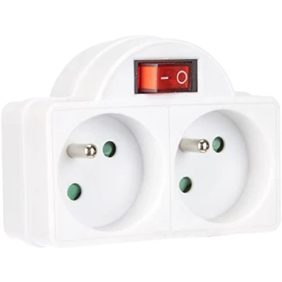 Afbeelding van Electraline 531192 stekkeradapter biplite met schakelaar, 2 stopcontacten, 16 A, wit